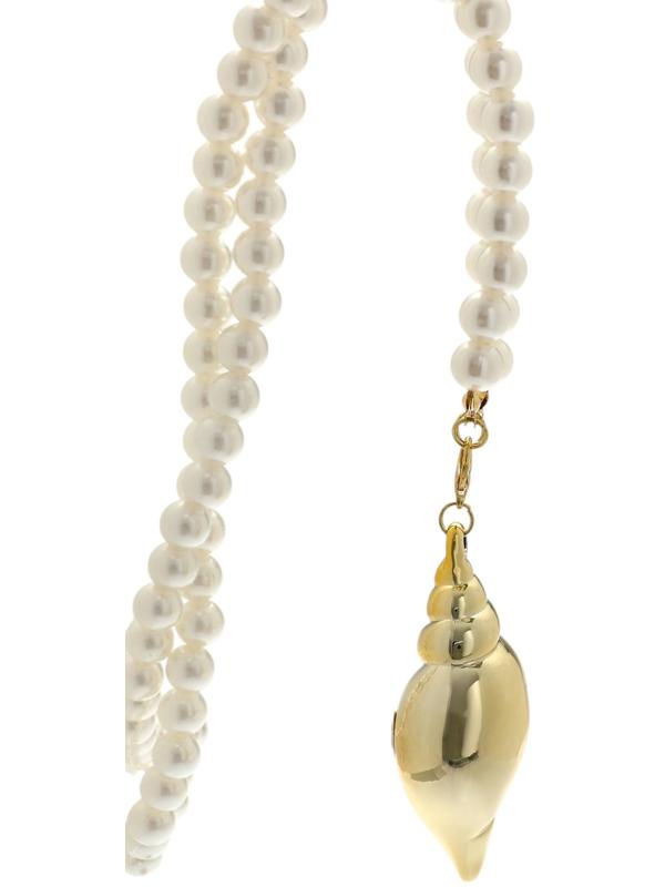 Портупея жемчужная с кулоном «Ракушка», 129 см, белая в золоте