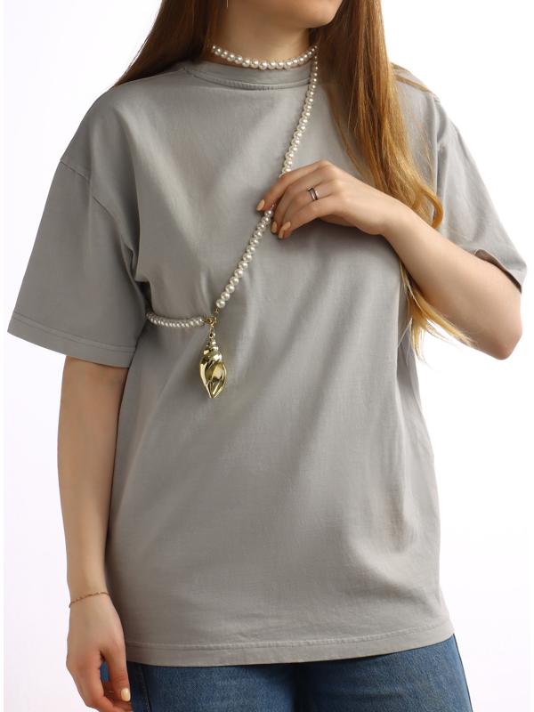 Портупея жемчужная с кулоном «Ракушка», 129 см, белая в золоте