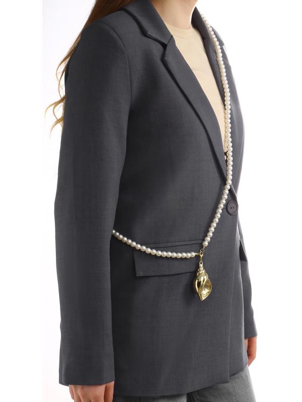 Портупея жемчужная с кулоном «Ракушка», 129 см, белая в золоте