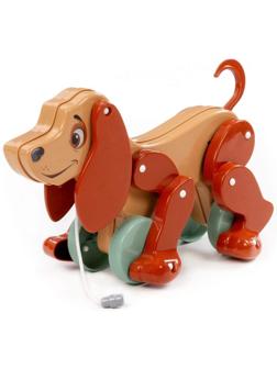 Каталка «Собака Боби», на верёвочке, бежево-коричневый, в пакете