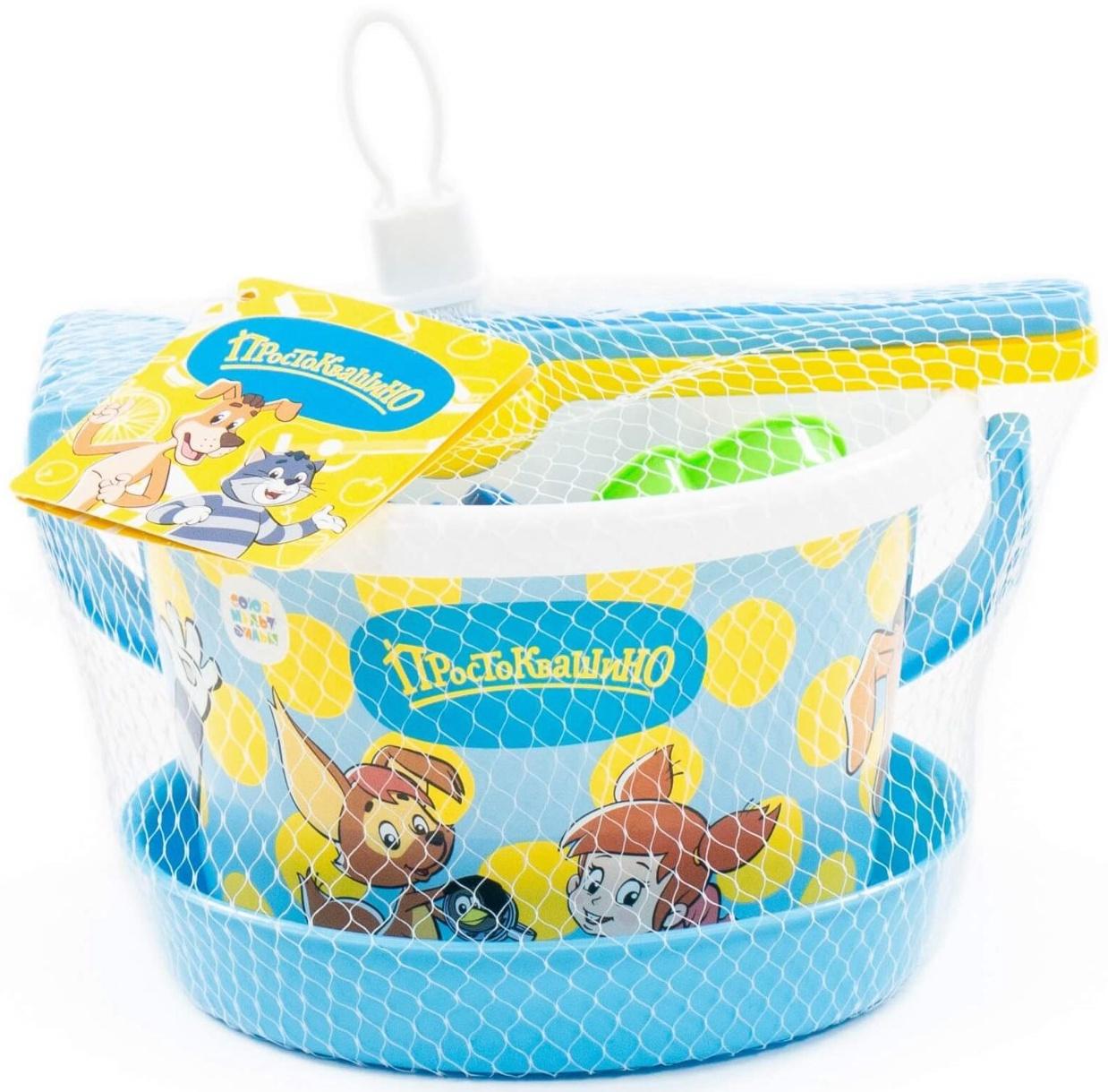 Песочный набор «Простоквашино», 6 предметов: ведро, ситечко, лопатка, грабельки, формочка, кораблик, МИКС