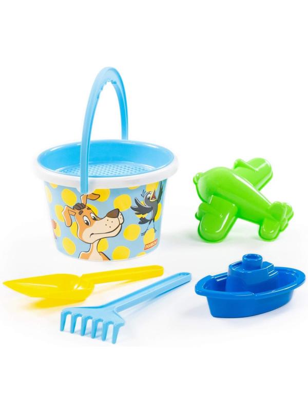 Песочный набор «Простоквашино», 6 предметов: ведро, ситечко, лопатка, грабельки, формочка, кораблик, МИКС