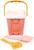 Песочный набор игрушек, 4 предмета: ведро-замок, ситечко, лопатка, грабельки, розовый