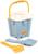 Песочный набор игрушек, 4 предмета: ведро-замок, ситечко, лопатка, грабельки, серо-голубой