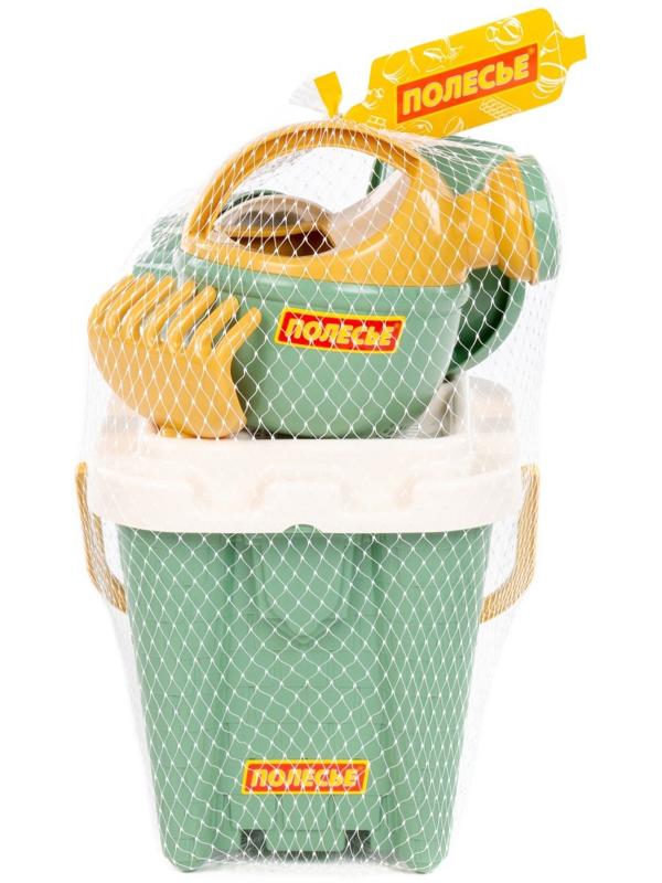 Песочный набор игрушек, 7 предметов: ведро-замок, ситечко, лопатка, грабельки, формочки, лейка