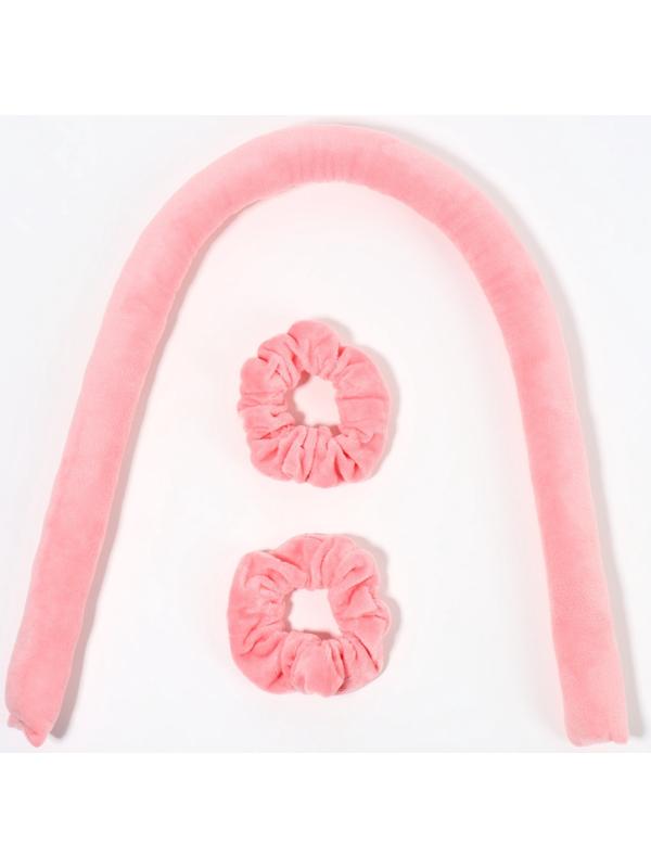 Мягкие бигуди «Волшебный локон», 3 предмета: бигуди, резинки - 2 шт., плюшевые, розовый