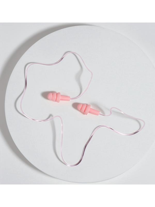 Беруши на шнурке, 3×1.5 см, в футляре, фасовка 10 шт., силиконовые, розовые