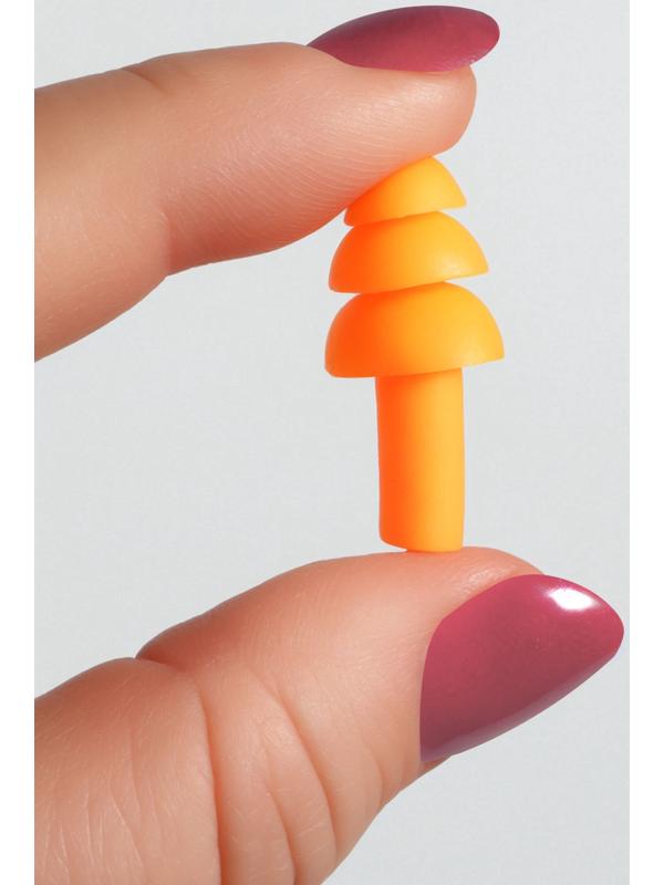Беруши на шнурке, 3×1.5 см, в футляре, фасовка 10 шт., силиконовые, оранжевые