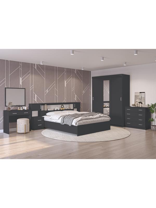 Спальный гарнитур «Бася», комплект 7 предметов, серый графит