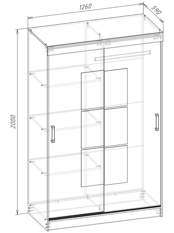 Шкаф-купе «Элегант 1», 1260×2000×590 мм, цвет серый графит