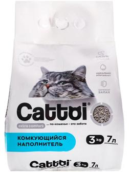 Наполнитель минеральный комкующийся Cattoi Extra Comfort 3 кг,пластиковый пакет