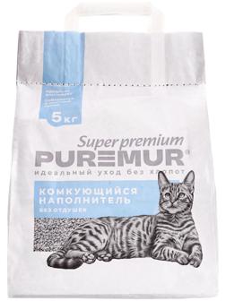 Наполнитель минеральный комкующийся PureMur Super premium 5 кг,бумажный пакет