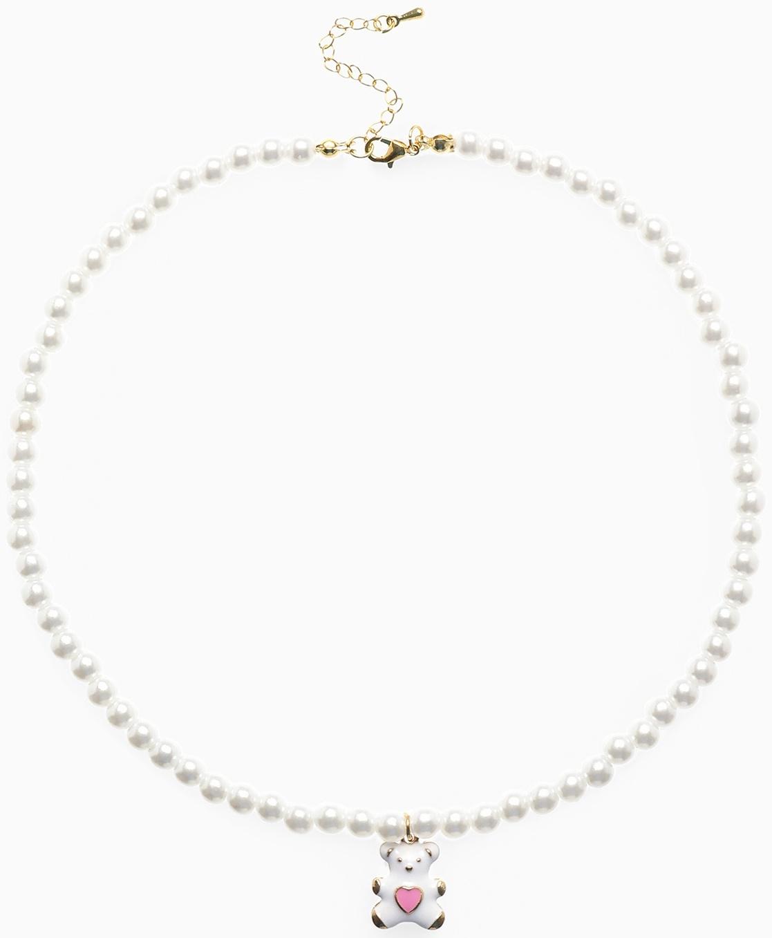 Бусы детские Выбражулька «Мишка», жемчуг, 40 см, белые в золоте