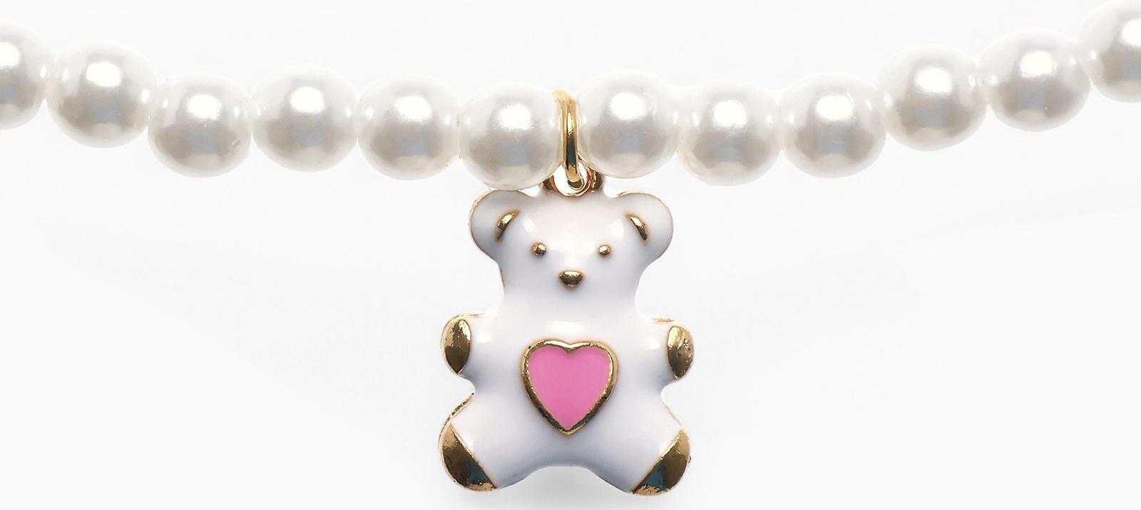 Бусы детские Выбражулька «Мишка», жемчуг, 40 см, белые в золоте