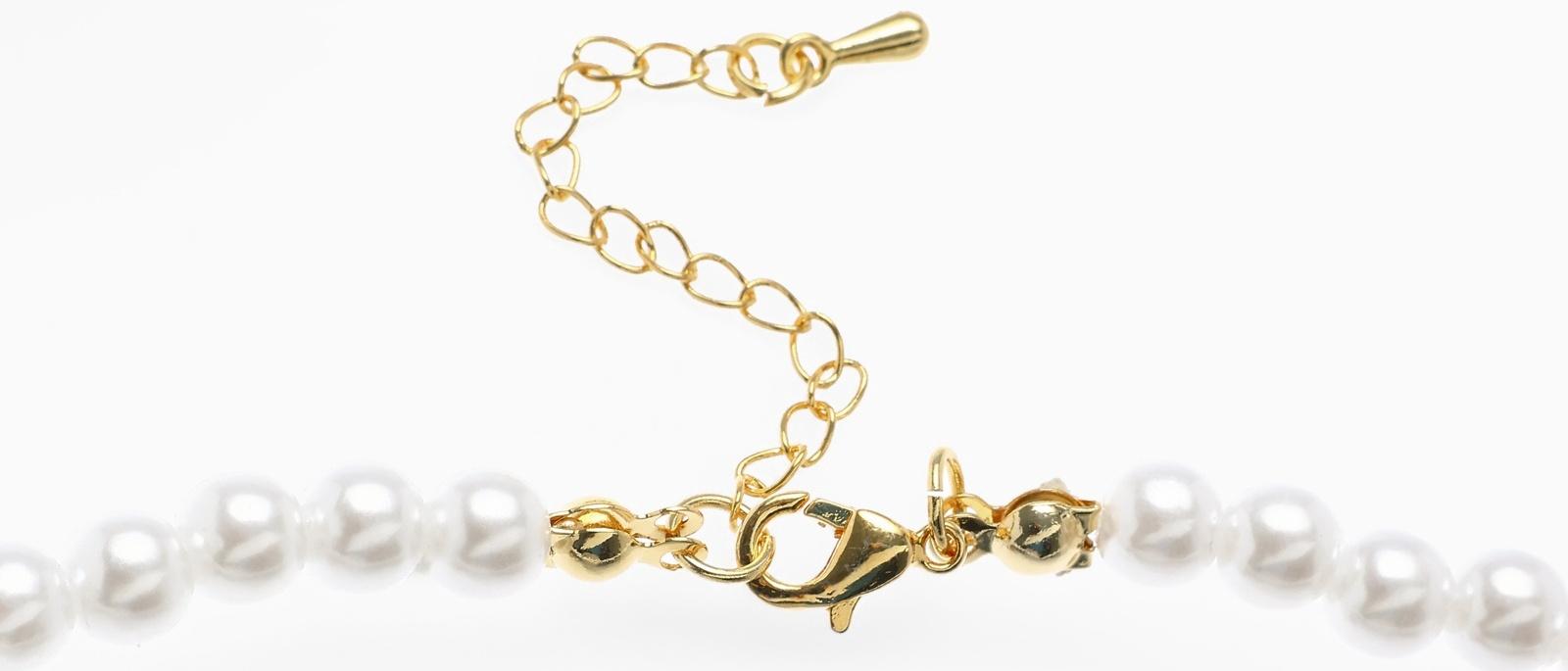 Бусы детские Выбражулька «Мишка», жемчуг, 40 см, белые в золоте