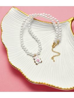 Бусы детские Выбражулька «Мишка», жемчуг, 40 см, белые в золоте