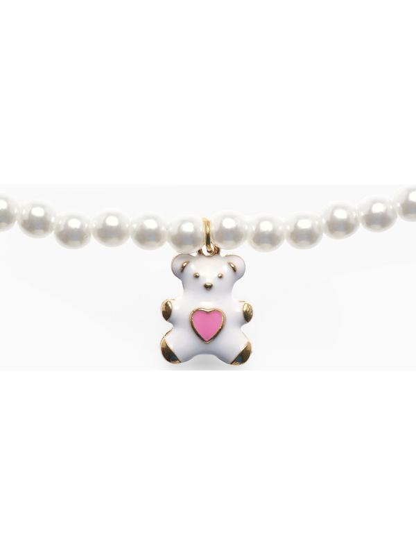 Бусы детские Выбражулька «Мишка», жемчуг, 40 см, белые в золоте