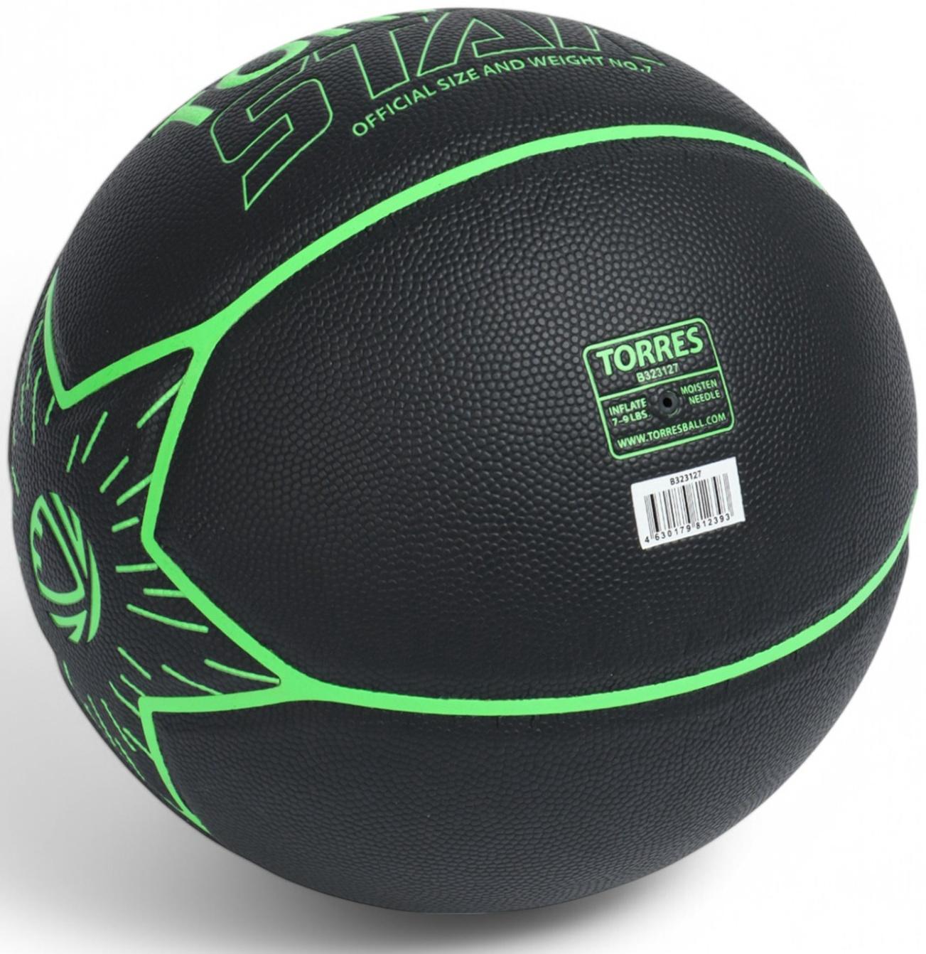 Мяч баскетбольный TORRES Star, B32317, р.7 (ПУ-композит,нейлон.корд, бутиловая камера)