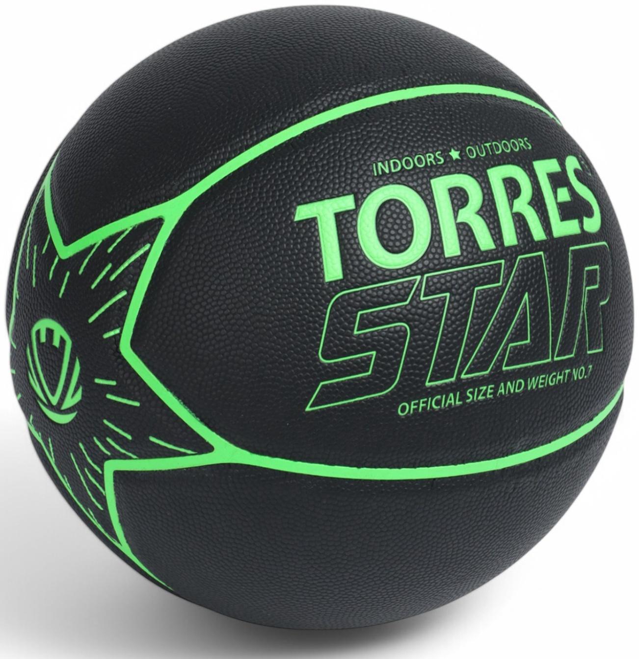 Мяч баскетбольный TORRES Star, B32317, р.7 (ПУ-композит,нейлон.корд, бутиловая камера)