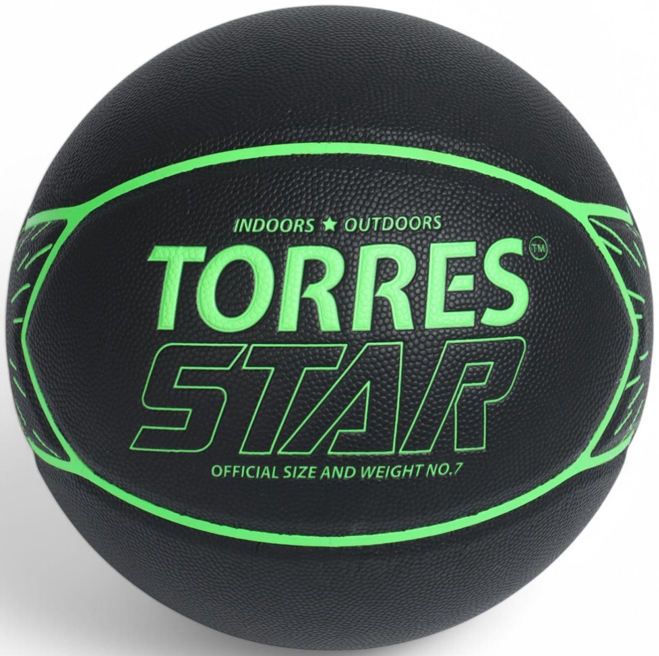 Мяч баскетбольный TORRES Star, B32317, р.7 (ПУ-композит,нейлон.корд, бутиловая камера)