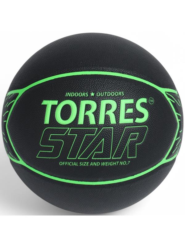 Мяч баскетбольный TORRES Star, B32317, р.7 (ПУ-композит,нейлон.корд, бутиловая камера)