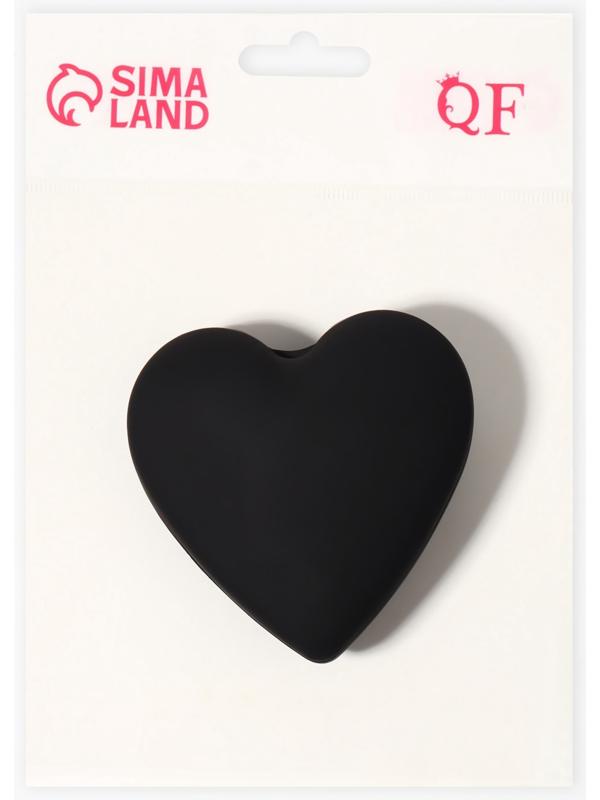 Расчёска массажная «Сердце», складная, с зеркалом, 8×2.5 см, матовая, чёрная