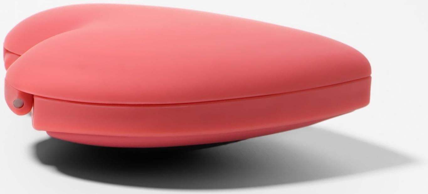 Расчёска массажная «Сердце», складная, с зеркалом, 8×2.5 см, матовая, розовая