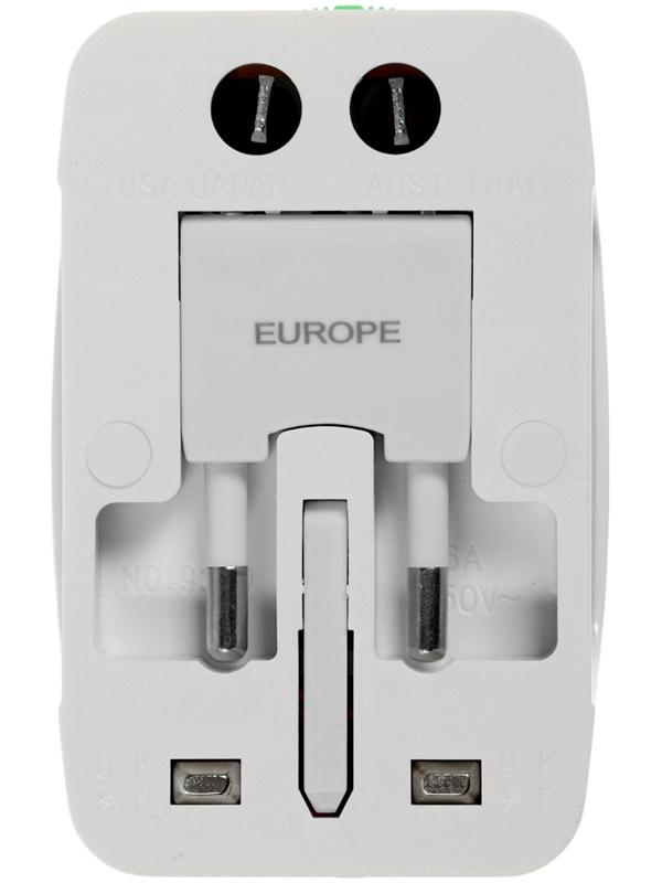 Адаптер универсальный 5 в 1, 6 А, 2 USB-A, 220 В, белый