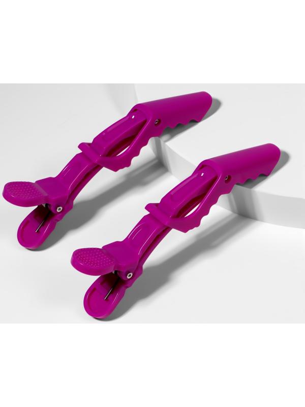 Зажимы для волос, набор - 2 шт, 11,5 (±1) см, фиолетовые