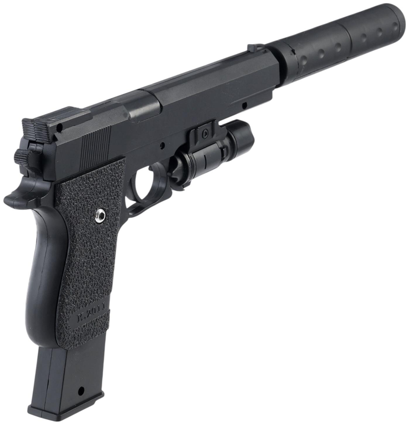 Пистолет «Пневматический чемпион», с лазером, глушителем и увеличенной обоймой, стреляет пульками 6 мм