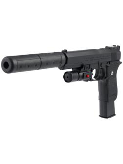 Пистолет «Пневматический чемпион», с лазером, глушителем и увеличенной обоймой, стреляет пульками 6 мм