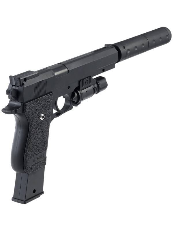 Пистолет «Пневматический чемпион», с лазером, глушителем и увеличенной обоймой, стреляет пульками 6 мм