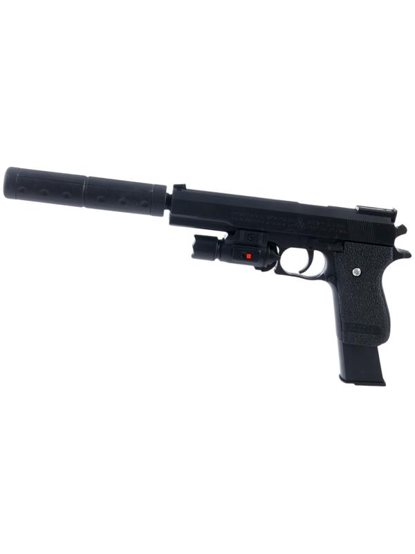 Пистолет «Пневматический чемпион», с лазером, глушителем и увеличенной обоймой, стреляет пульками 6 мм