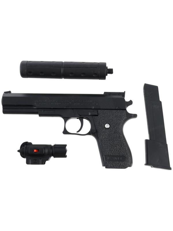 Пистолет «Пневматический чемпион», с лазером, глушителем и увеличенной обоймой, стреляет пульками 6 мм