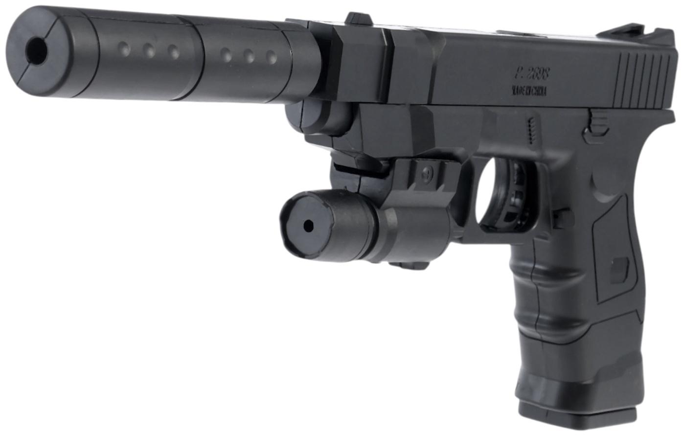 Пистолет «Торпеда 2.0», с лазером и глушителем, стреляет пульками 6 мм