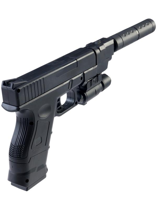 Пистолет «Торпеда 2.0», с лазером и глушителем, стреляет пульками 6 мм