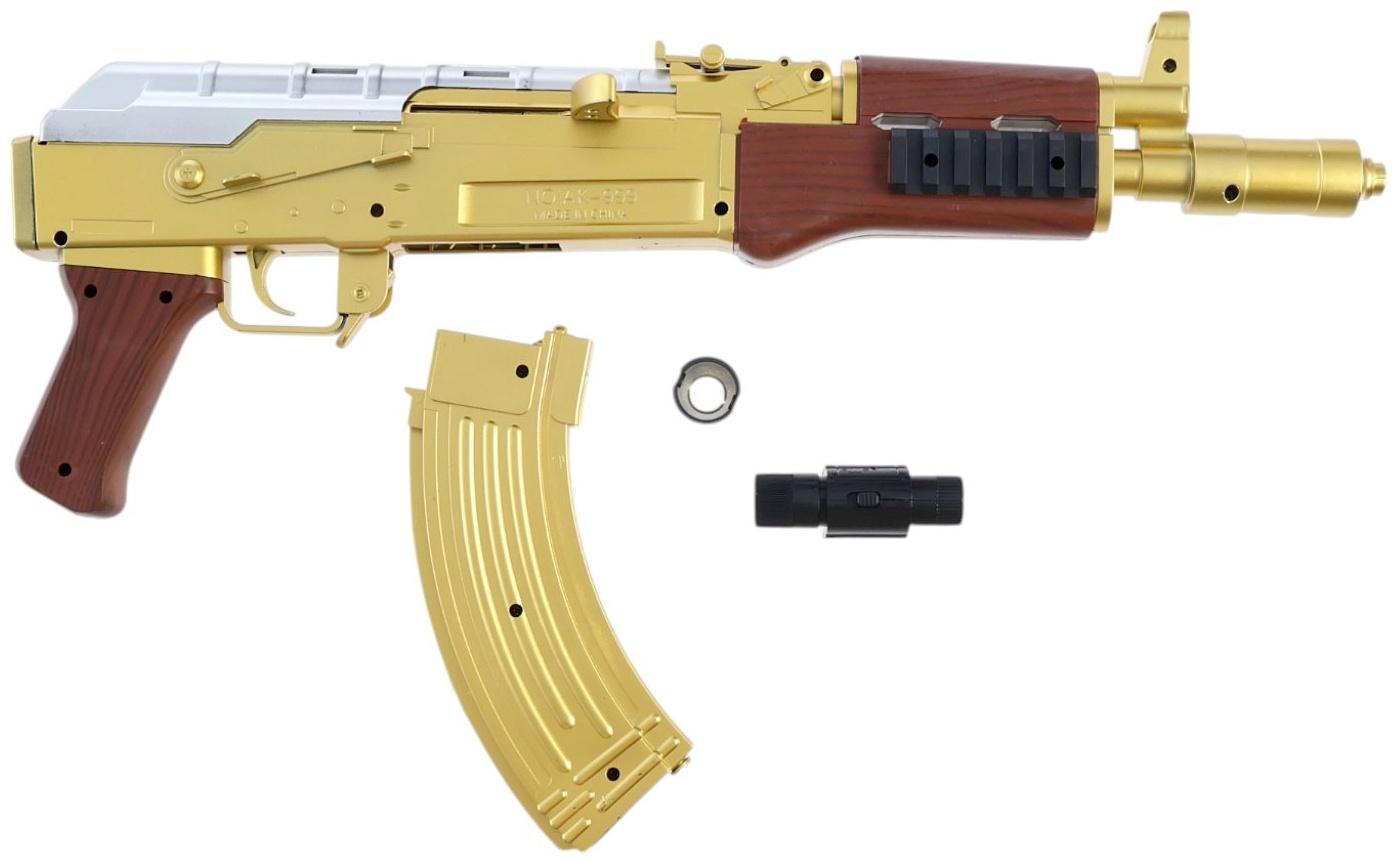 Автомат АК-47, с лазером, стреляет пульками 6 мм, цвет золотой, 46 см