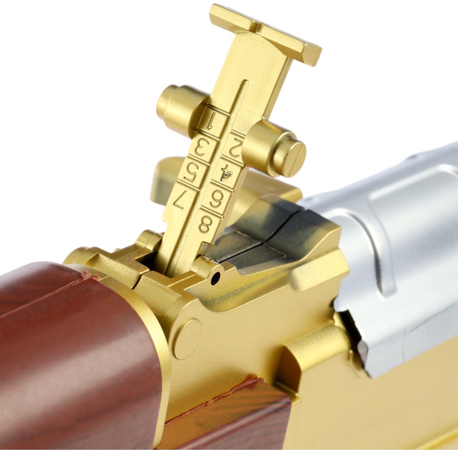 Автомат АК-47, с лазером, стреляет пульками 6 мм, цвет золотой, 46 см