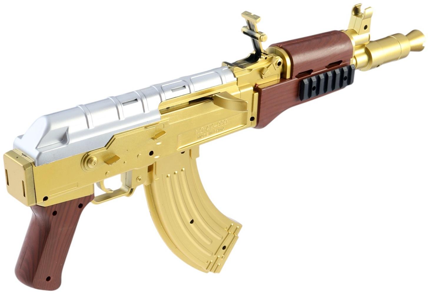 Автомат АК-47, с лазером, стреляет пульками 6 мм, цвет золотой, 46 см
