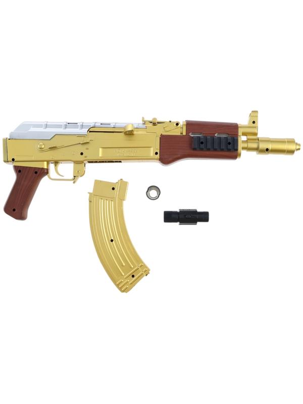 Автомат АК-47, с лазером, стреляет пульками 6 мм, цвет золотой, 46 см