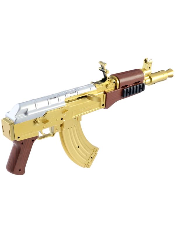 Автомат АК-47, с лазером, стреляет пульками 6 мм, цвет золотой, 46 см