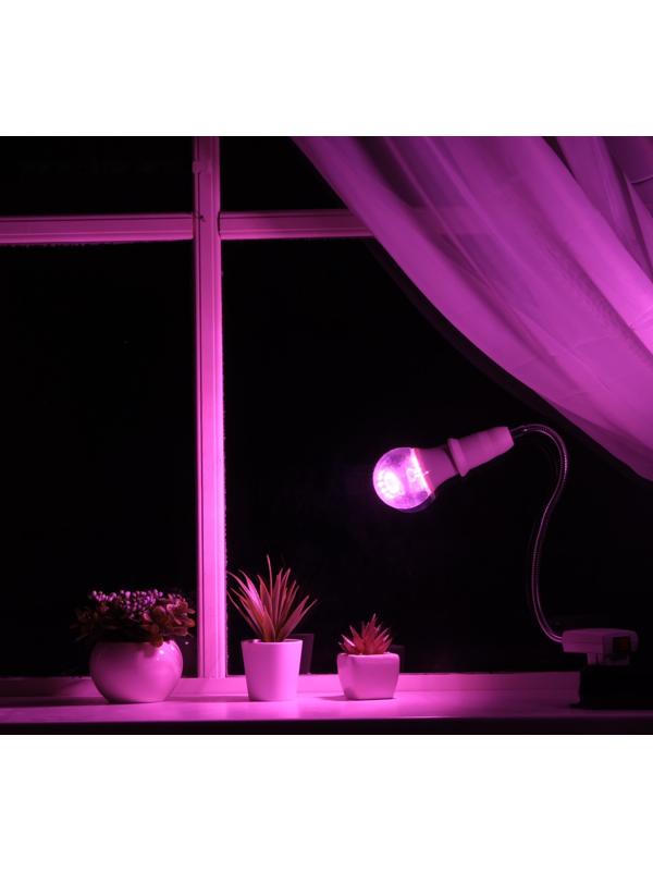 Светильник для растений 9 Вт, 7 мкмоль/с, гибкая ножка 30 см, выкл на корпусе