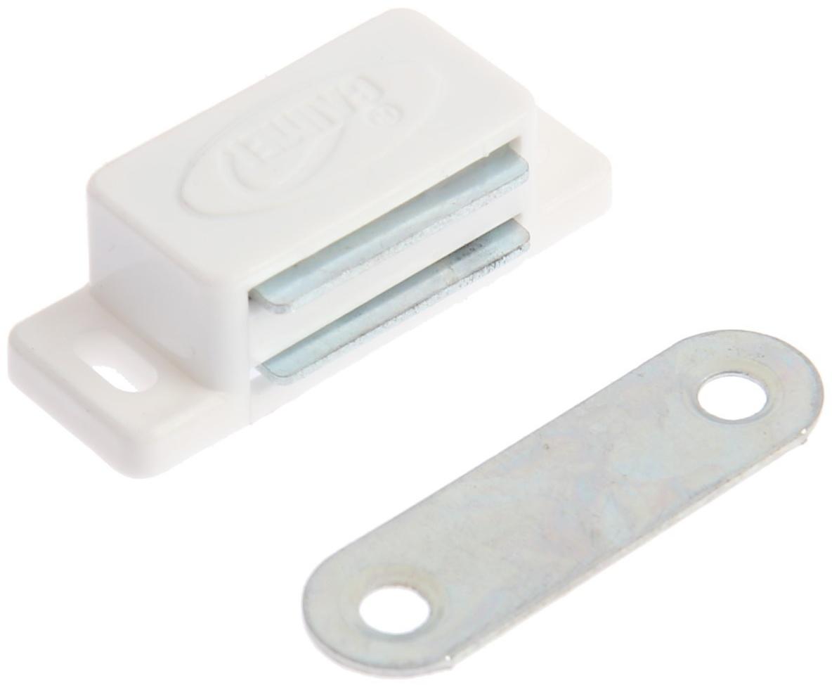 Магнит мебельный ТУНДРА M001W, 41х13 мм, маленький, цвет белый, 1 шт.