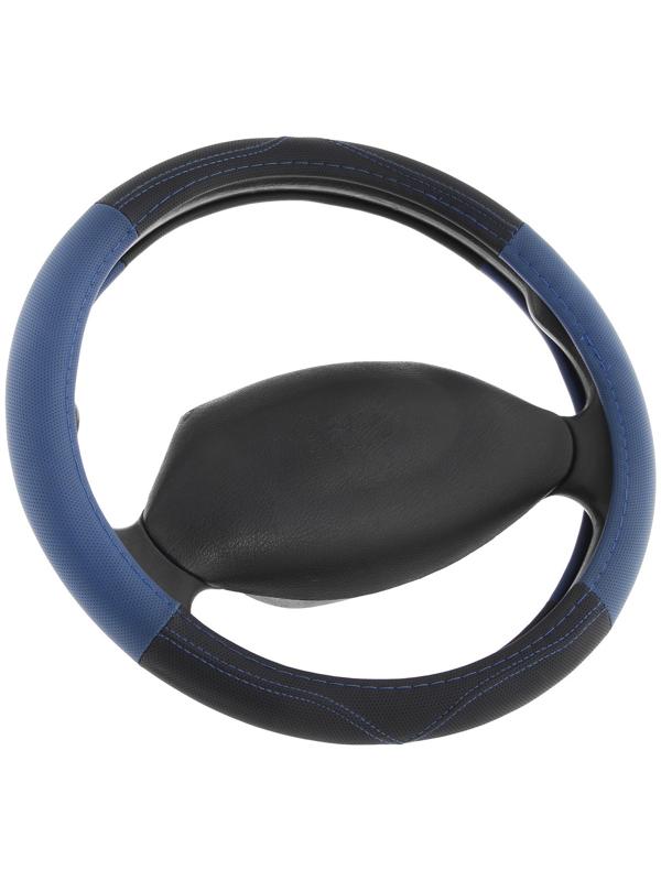 Оплетка на руль C2R C964, экокожа, размер 38 см, черно-синий