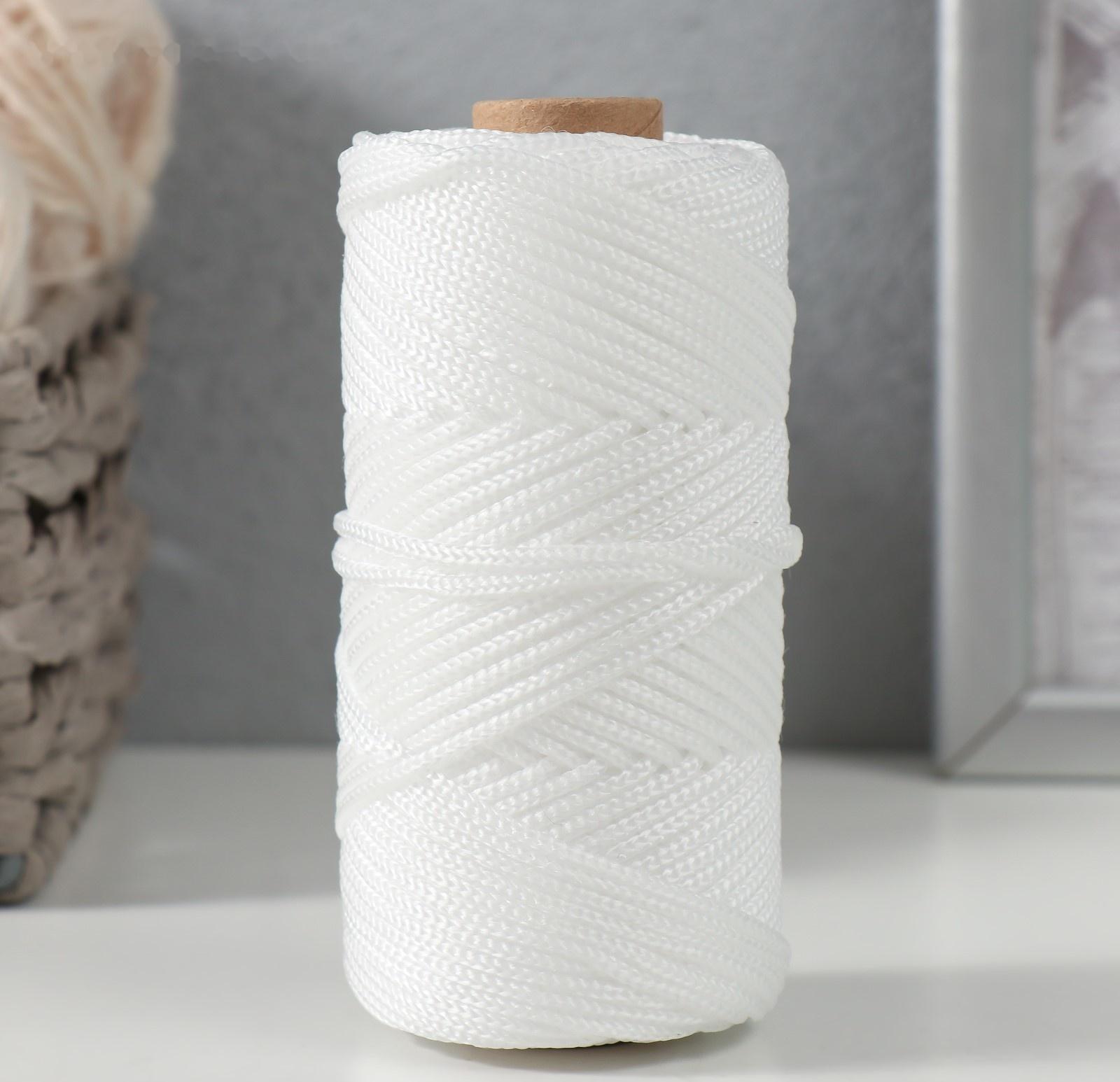 Шнур полипропиленовый вязаный 2 мм / 50 м (белый)