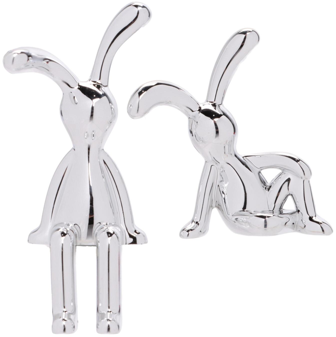 Игрушка на панель авто, зайчики, хром, пластик, набор 2 шт