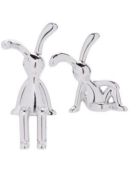 Игрушка на панель авто, зайчики, хром, пластик, набор 2 шт