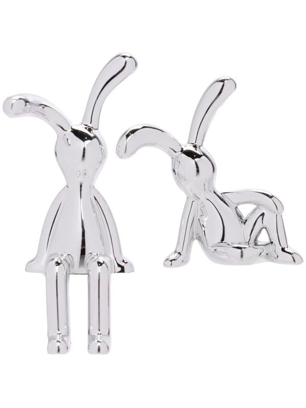 Игрушка на панель авто, зайчики, хром, пластик, набор 2 шт