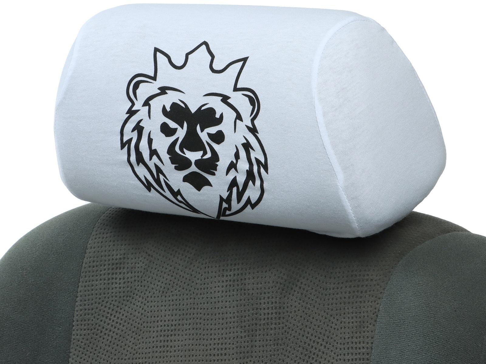 Чехлы на подголовник Лев, белые, набор 2 шт