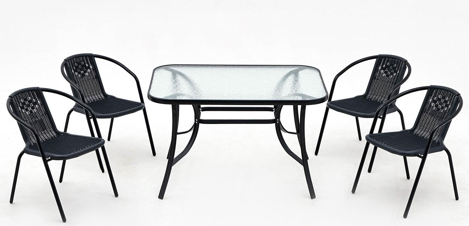 Набор садовой мебели: Стол 120 х 90 х 72 и 4 стула серого цвета